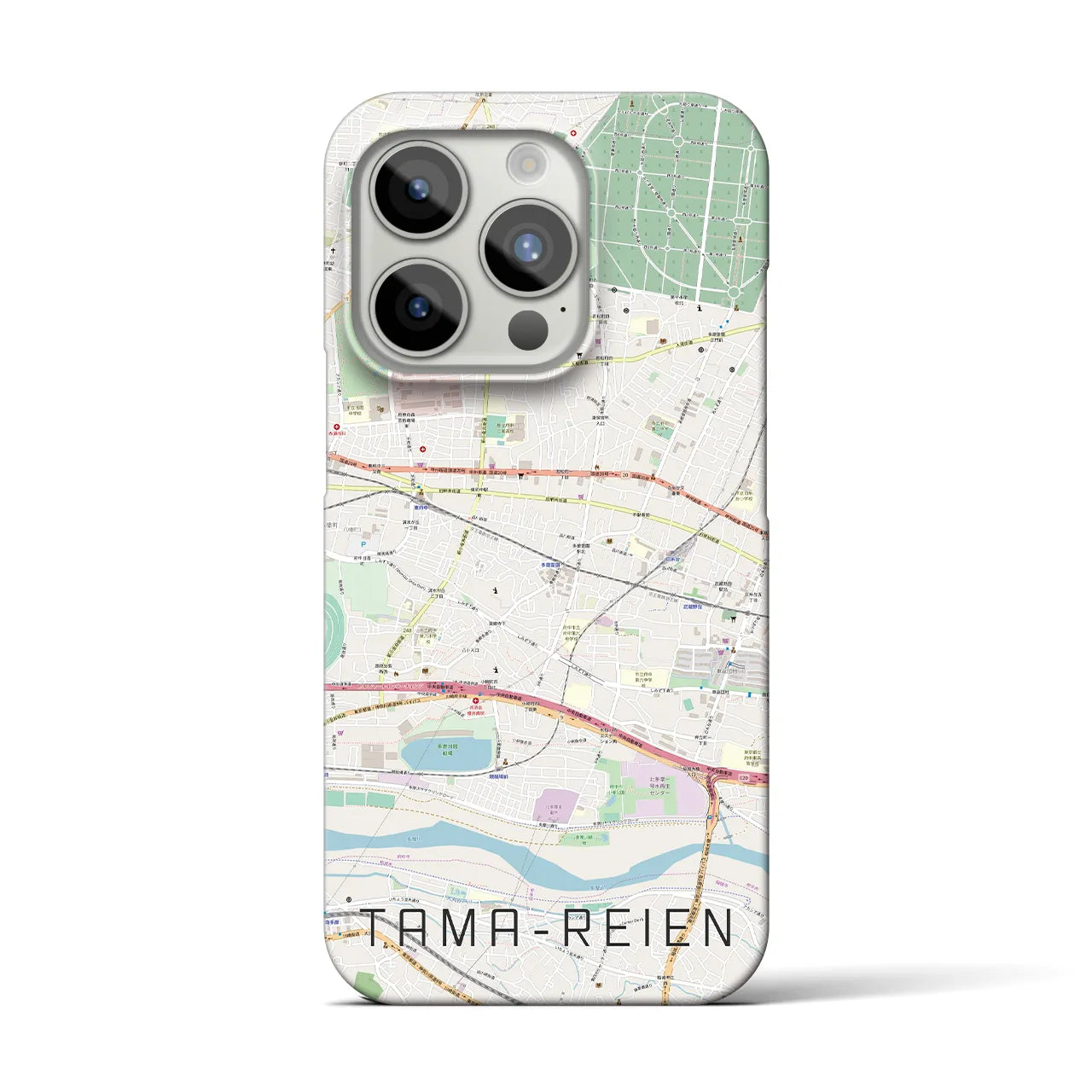 【多磨霊園】地図柄iPhoneケース（バックカバータイプ・ナチュラル）iPhone 15 Pro 用