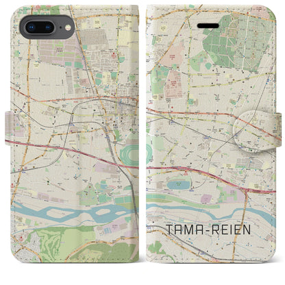 【多磨霊園（東京都）】地図柄iPhoneケース（手帳タイプ）ナチュラル・iPhone 8Plus /7Plus / 6sPlus / 6Plus 用