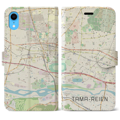 【多磨霊園（東京都）】地図柄iPhoneケース（手帳タイプ）ナチュラル・iPhone XR 用
