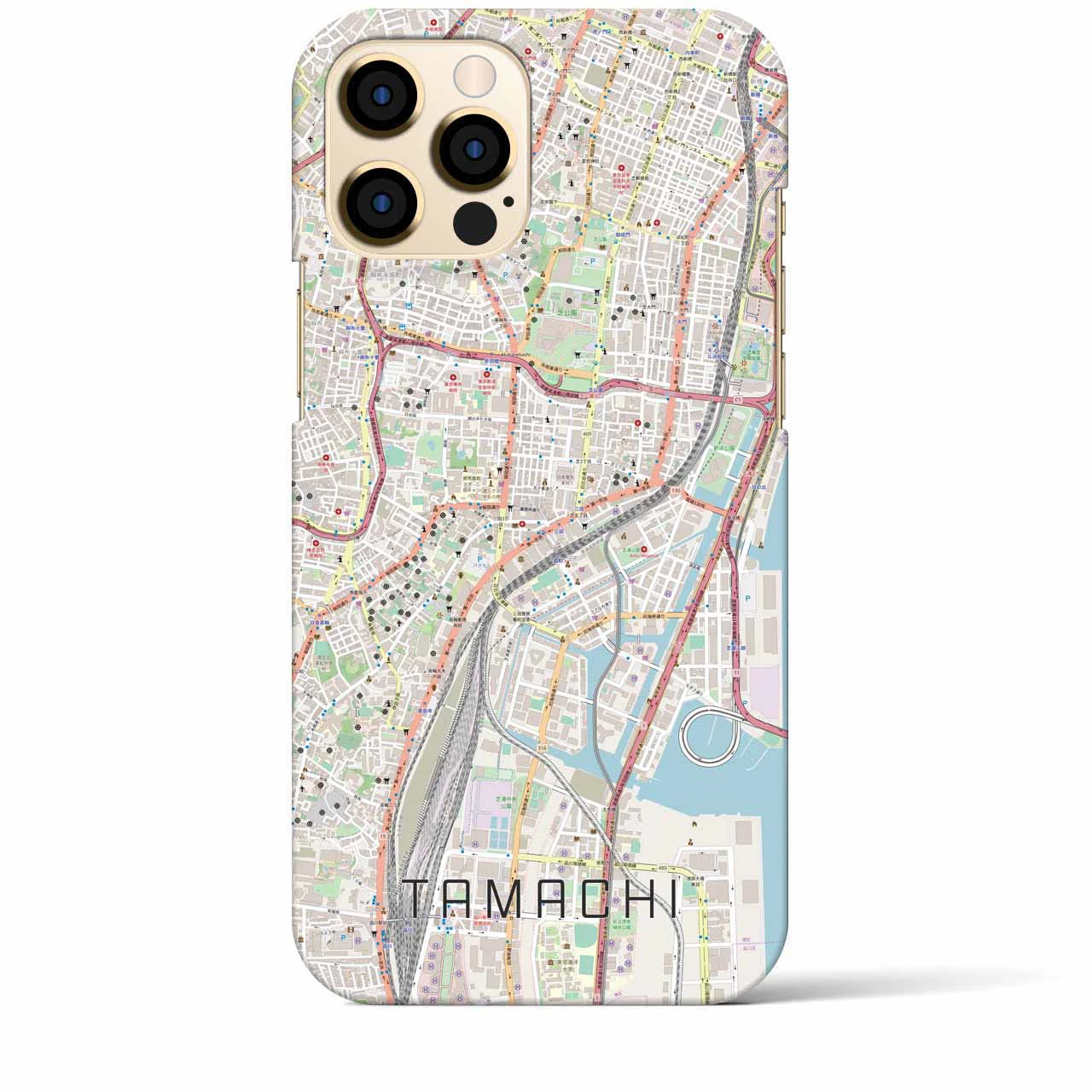 【田町】地図柄iPhoneケース（バックカバータイプ・ナチュラル）iPhone 12 Pro Max 用