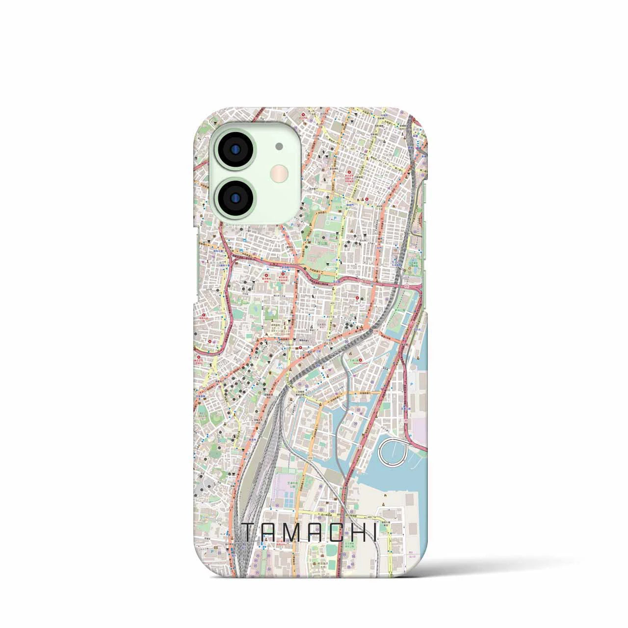 【田町】地図柄iPhoneケース（バックカバータイプ・ナチュラル）iPhone 12 mini 用