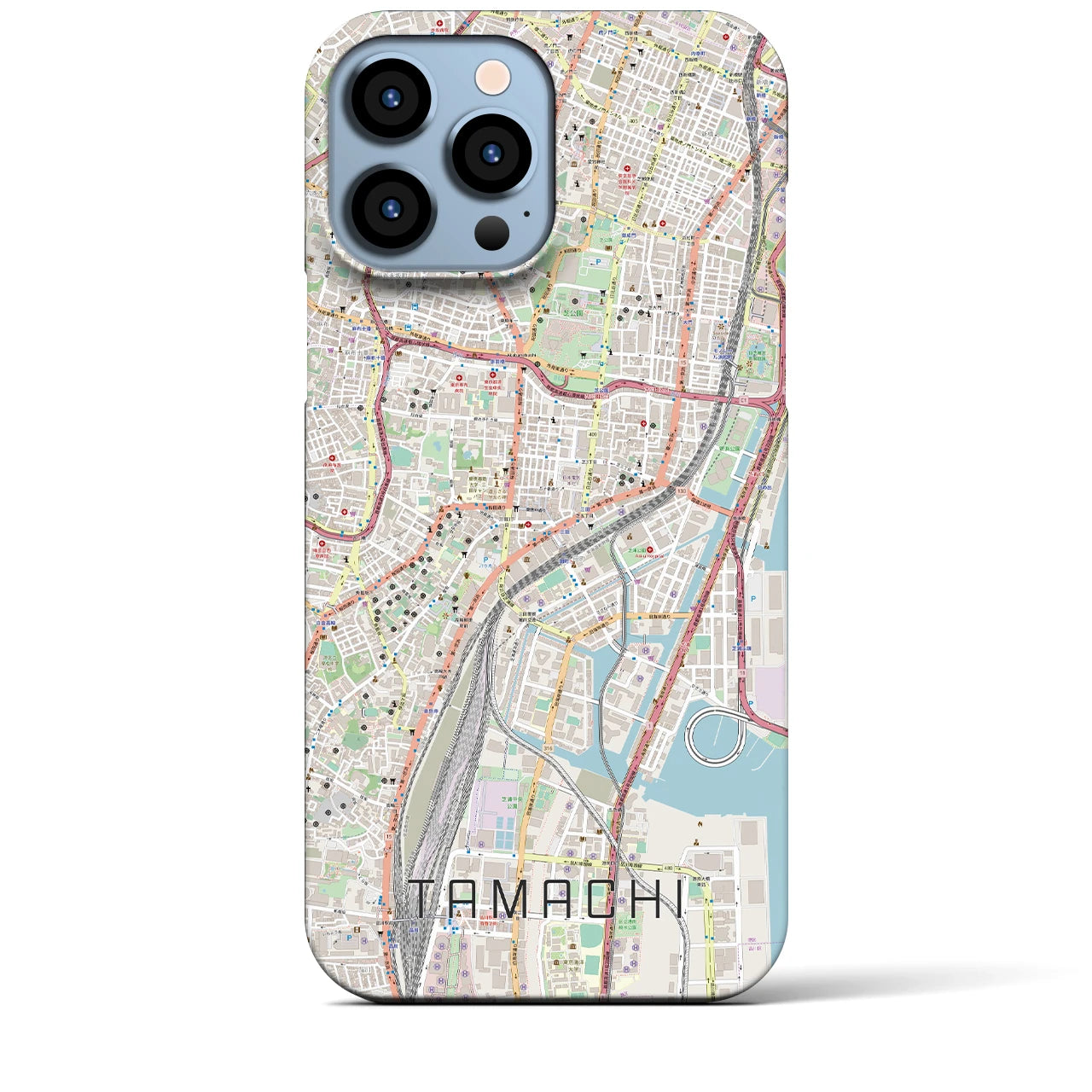 【田町】地図柄iPhoneケース（バックカバータイプ・ナチュラル）iPhone 13 Pro Max 用