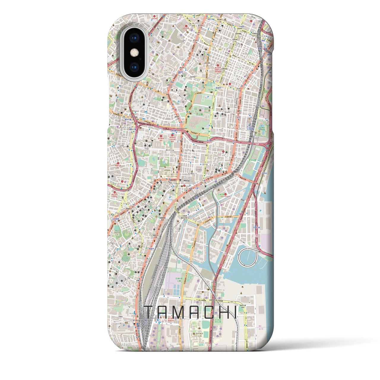 【田町】地図柄iPhoneケース（バックカバータイプ・ナチュラル）iPhone XS Max 用