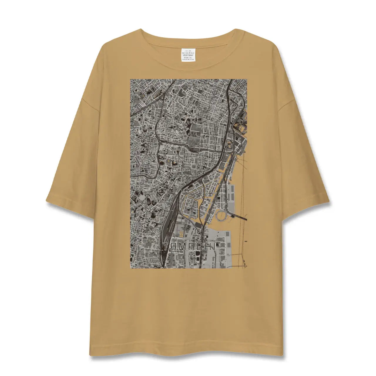【田町（東京都）】地図柄ビッグシルエットTシャツ