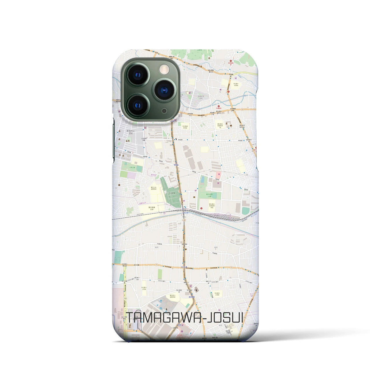 【玉川上水】地図柄iPhoneケース（バックカバータイプ・ナチュラル）iPhone 11 Pro 用