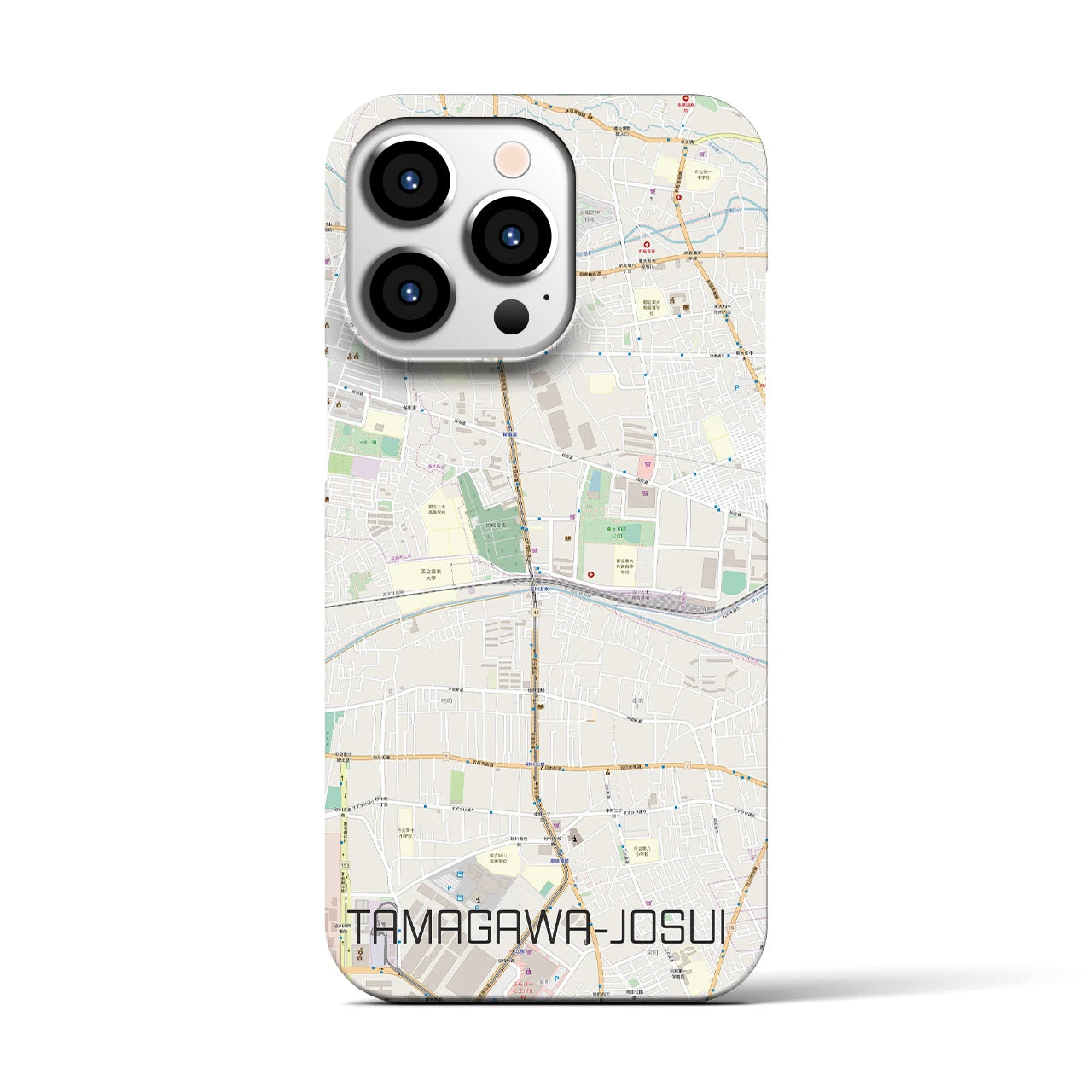 【玉川上水】地図柄iPhoneケース（バックカバータイプ・ナチュラル）iPhone 13 Pro 用