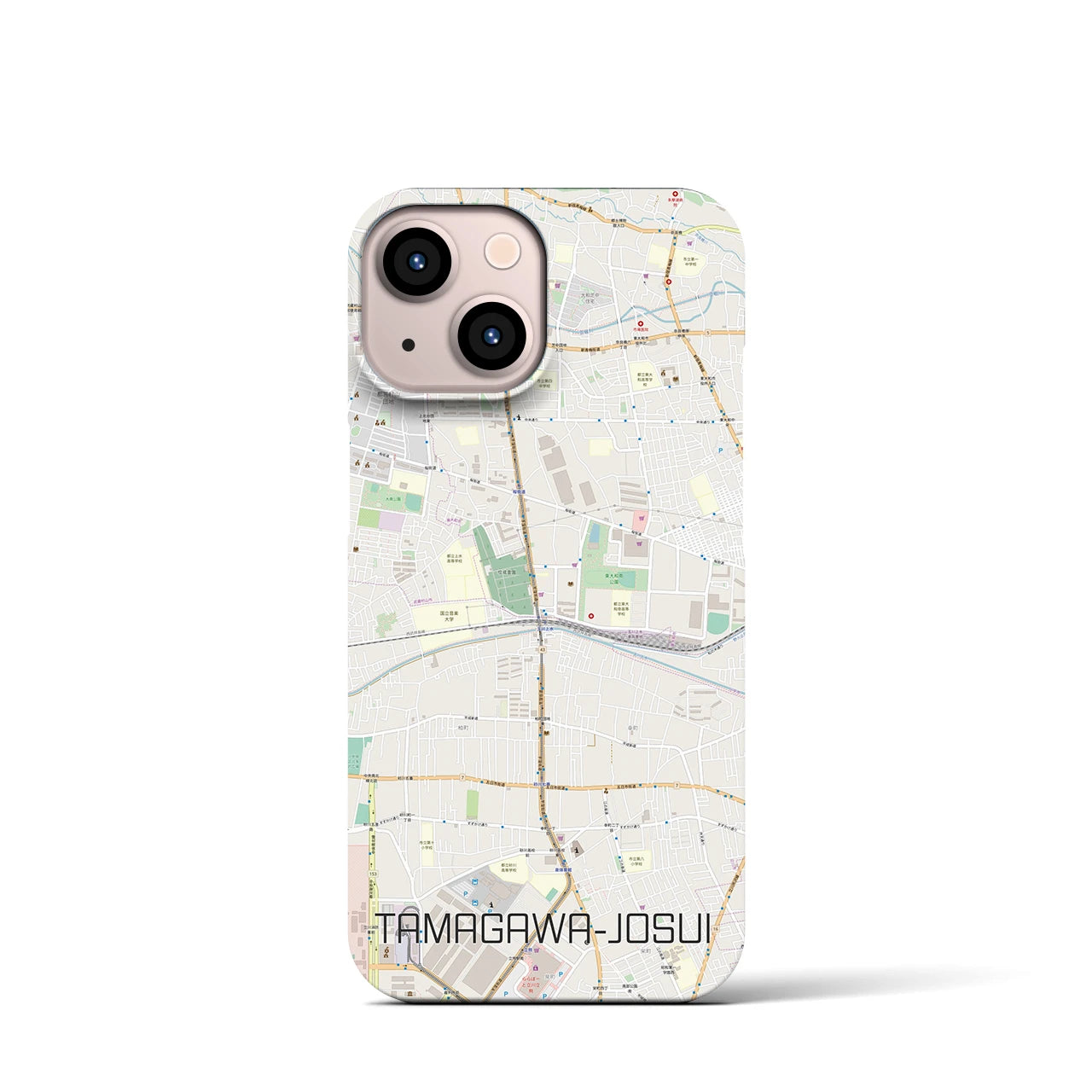 【玉川上水】地図柄iPhoneケース（バックカバータイプ・ナチュラル）iPhone 13 mini 用