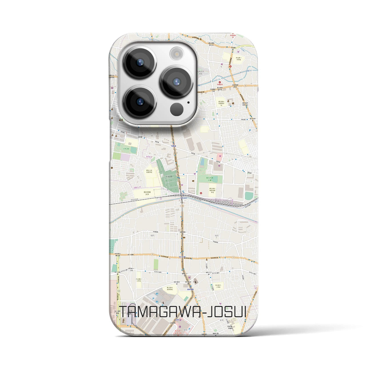 【玉川上水】地図柄iPhoneケース（バックカバータイプ・ナチュラル）iPhone 14 Pro 用