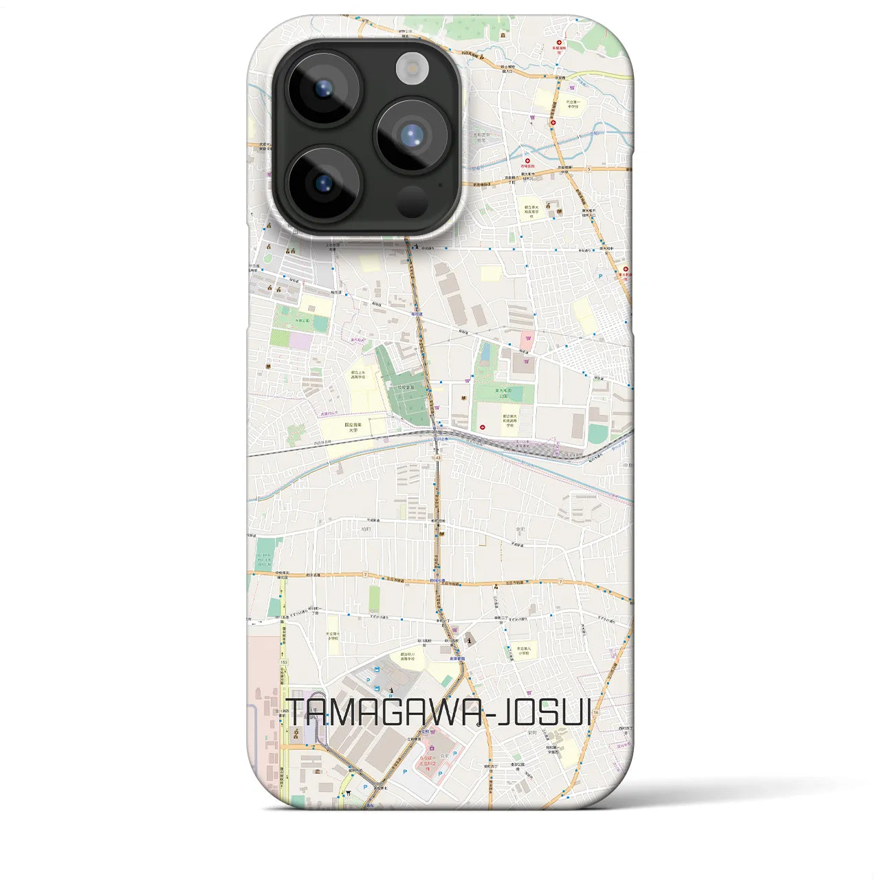 【玉川上水】地図柄iPhoneケース（バックカバータイプ・ナチュラル）iPhone 15 Pro Max 用