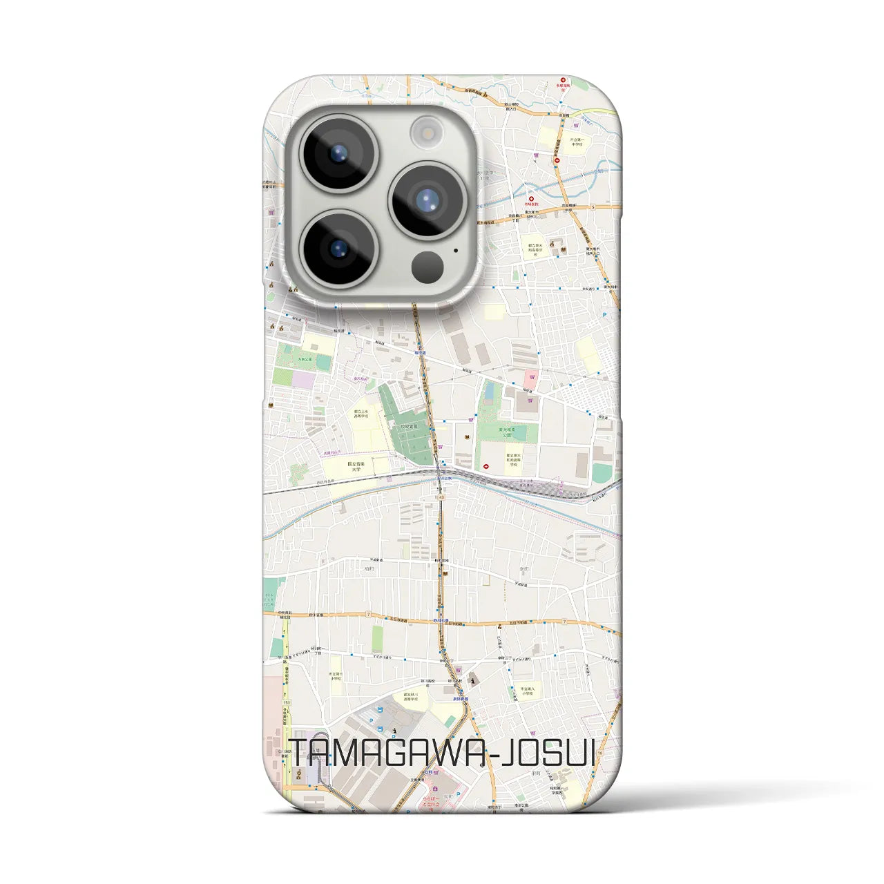 【玉川上水】地図柄iPhoneケース（バックカバータイプ・ナチュラル）iPhone 15 Pro 用
