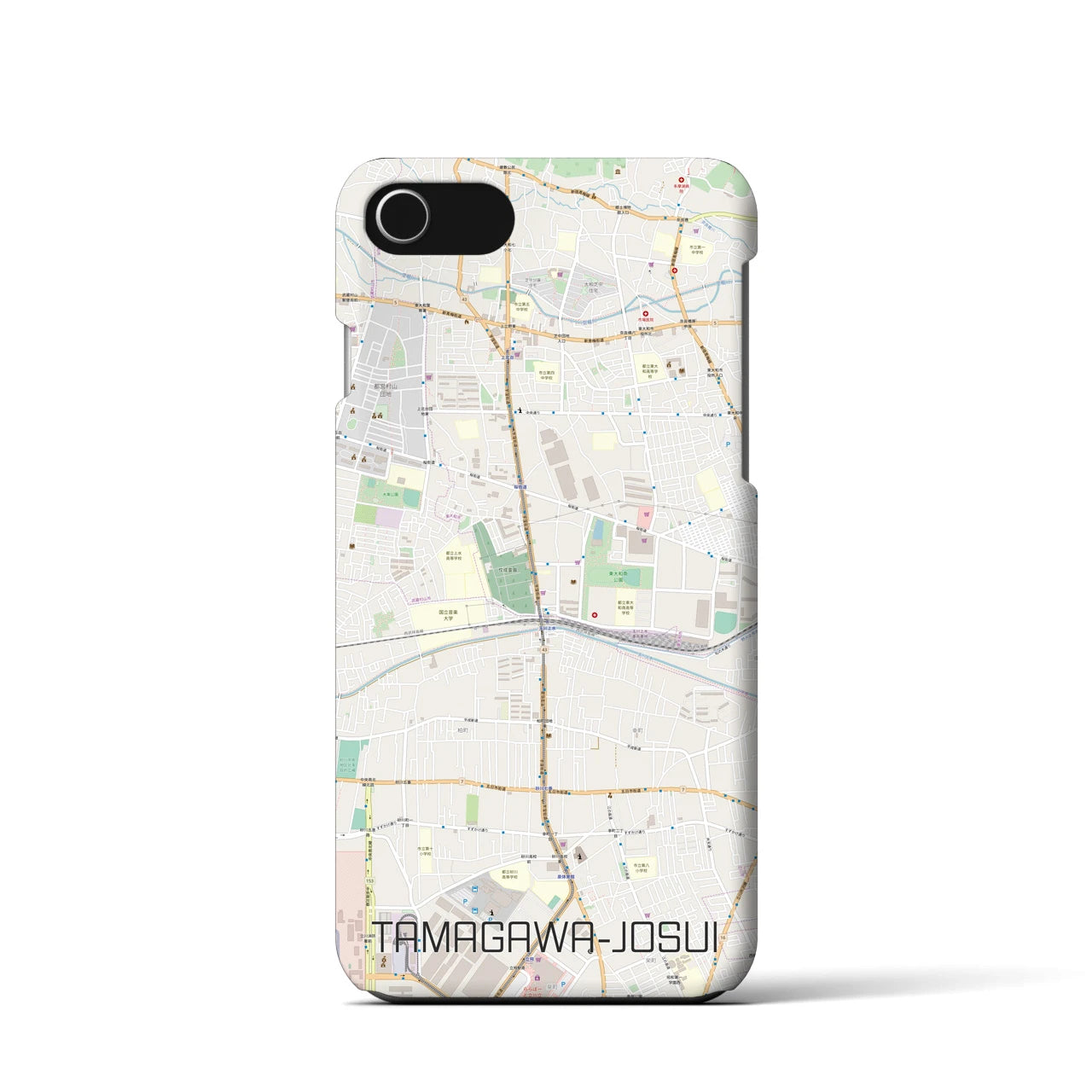 【玉川上水】地図柄iPhoneケース（バックカバータイプ・ナチュラル）iPhone SE（第3 / 第2世代） / 8 / 7 / 6s / 6 用