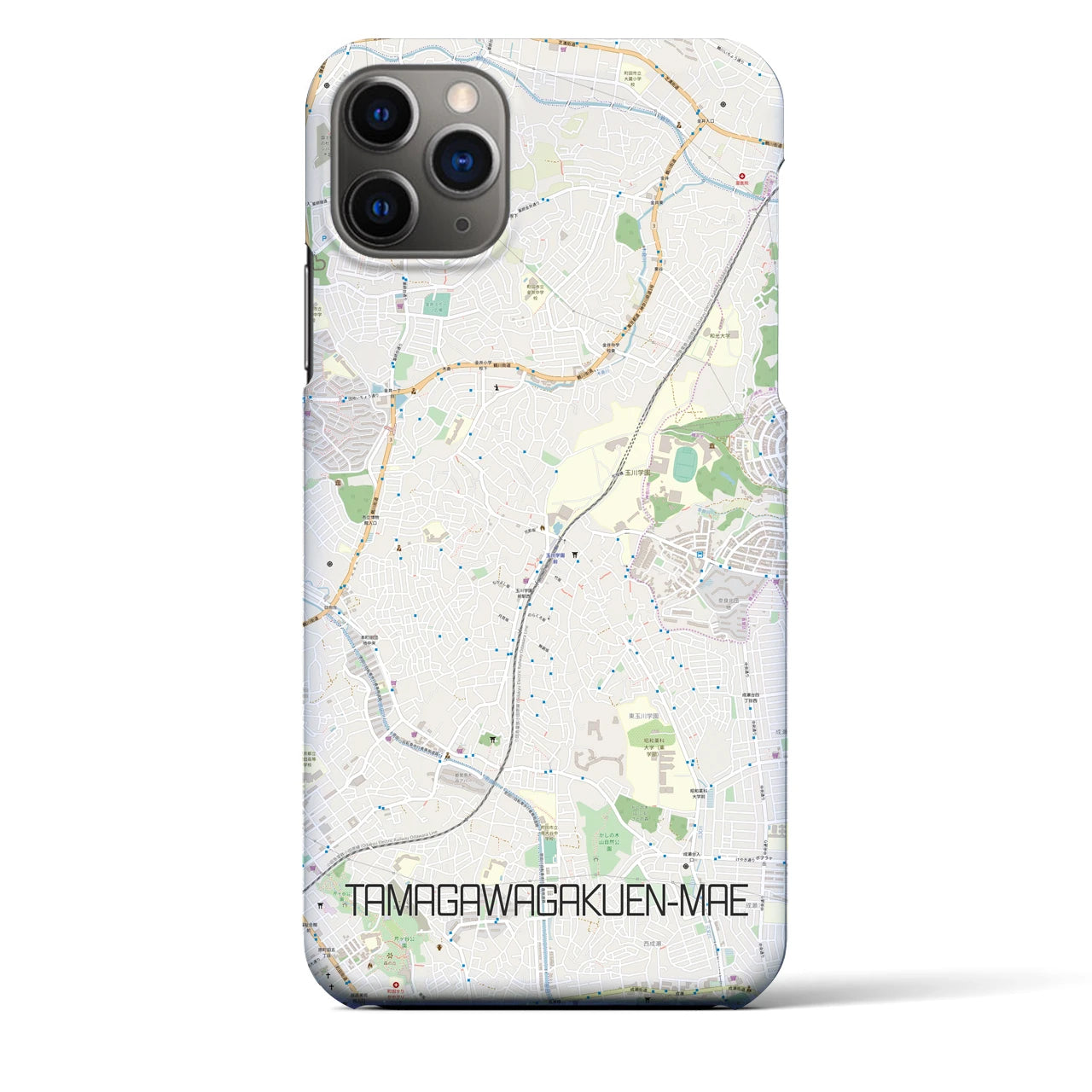 【玉川学園前】地図柄iPhoneケース（バックカバータイプ・ナチュラル）iPhone 11 Pro Max 用