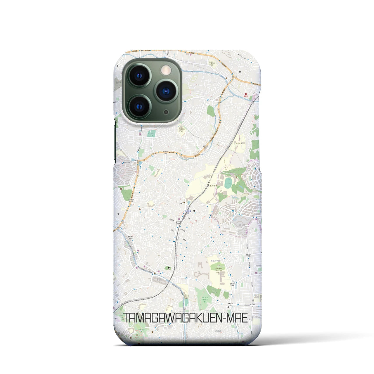 【玉川学園前】地図柄iPhoneケース（バックカバータイプ・ナチュラル）iPhone 11 Pro 用