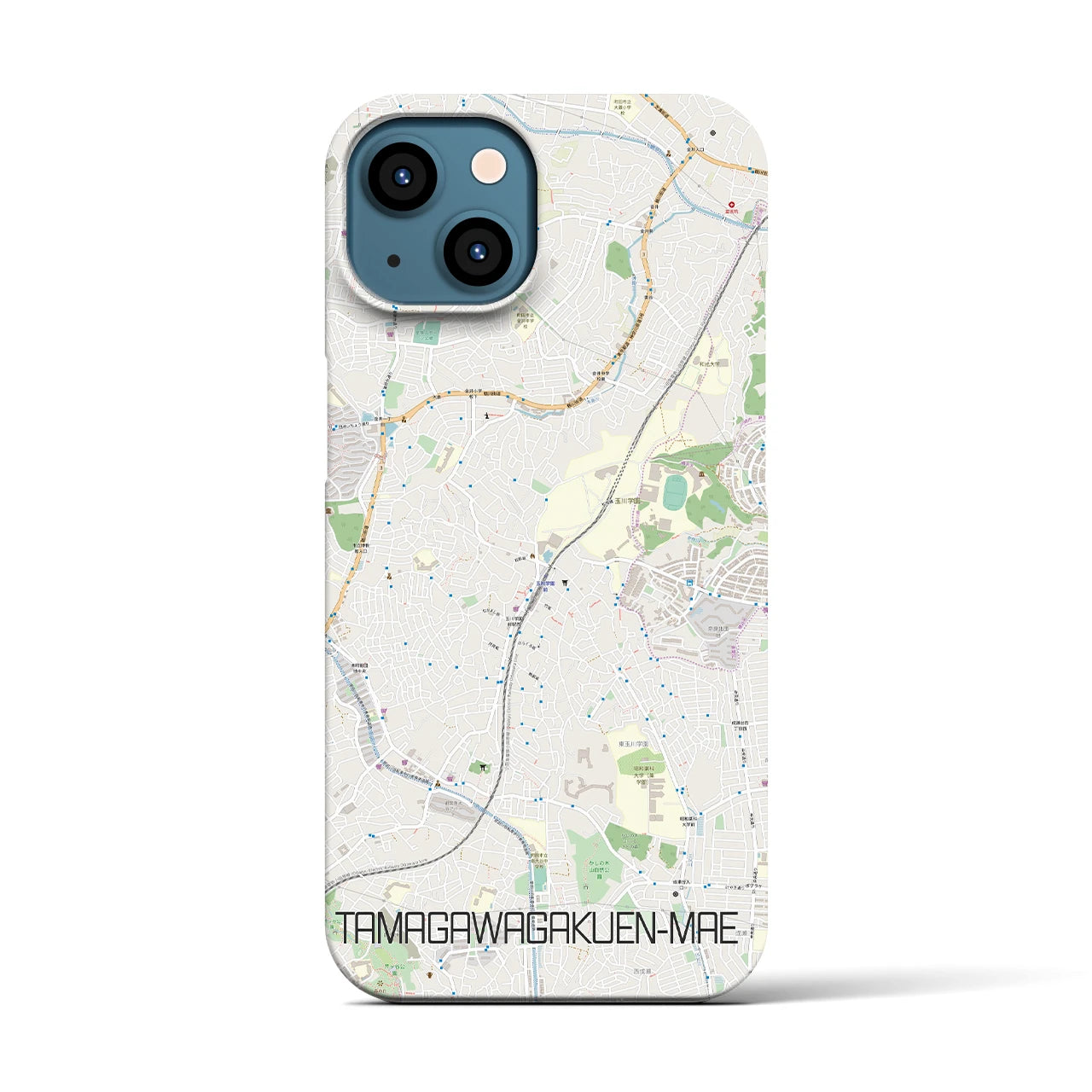 【玉川学園前】地図柄iPhoneケース（バックカバータイプ・ナチュラル）iPhone 13 用