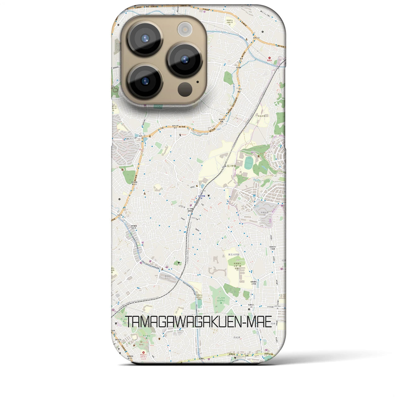 【玉川学園前】地図柄iPhoneケース（バックカバータイプ・ナチュラル）iPhone 14 Pro Max 用