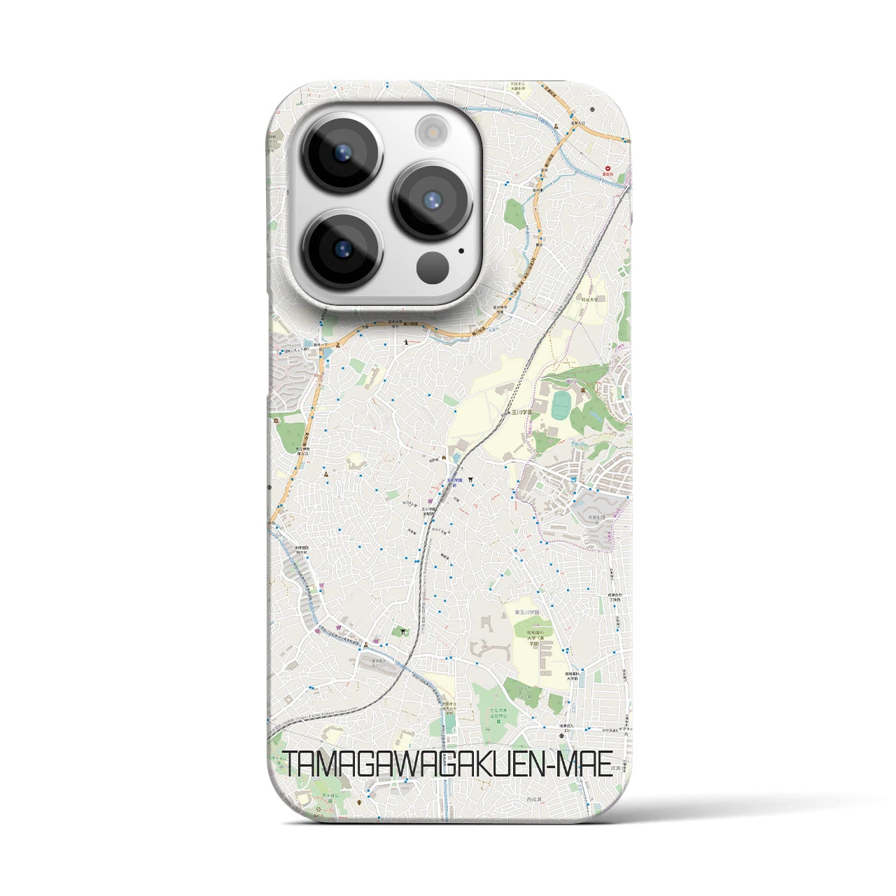 【玉川学園前】地図柄iPhoneケース（バックカバータイプ・ナチュラル）iPhone 14 Pro 用
