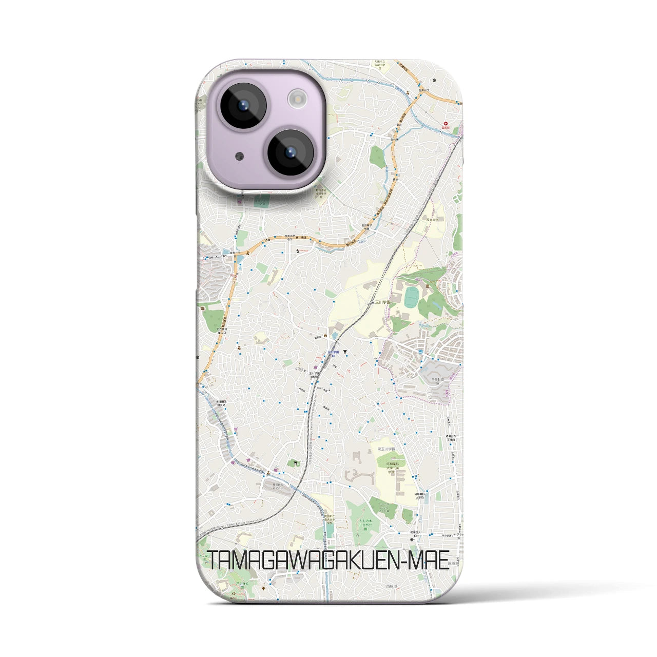 【玉川学園前】地図柄iPhoneケース（バックカバータイプ・ナチュラル）iPhone 14 用
