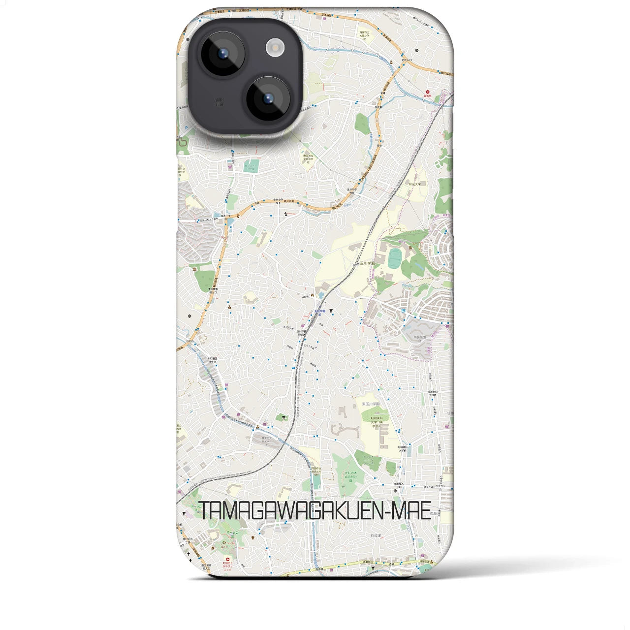 【玉川学園前】地図柄iPhoneケース（バックカバータイプ・ナチュラル）iPhone 14 Plus 用