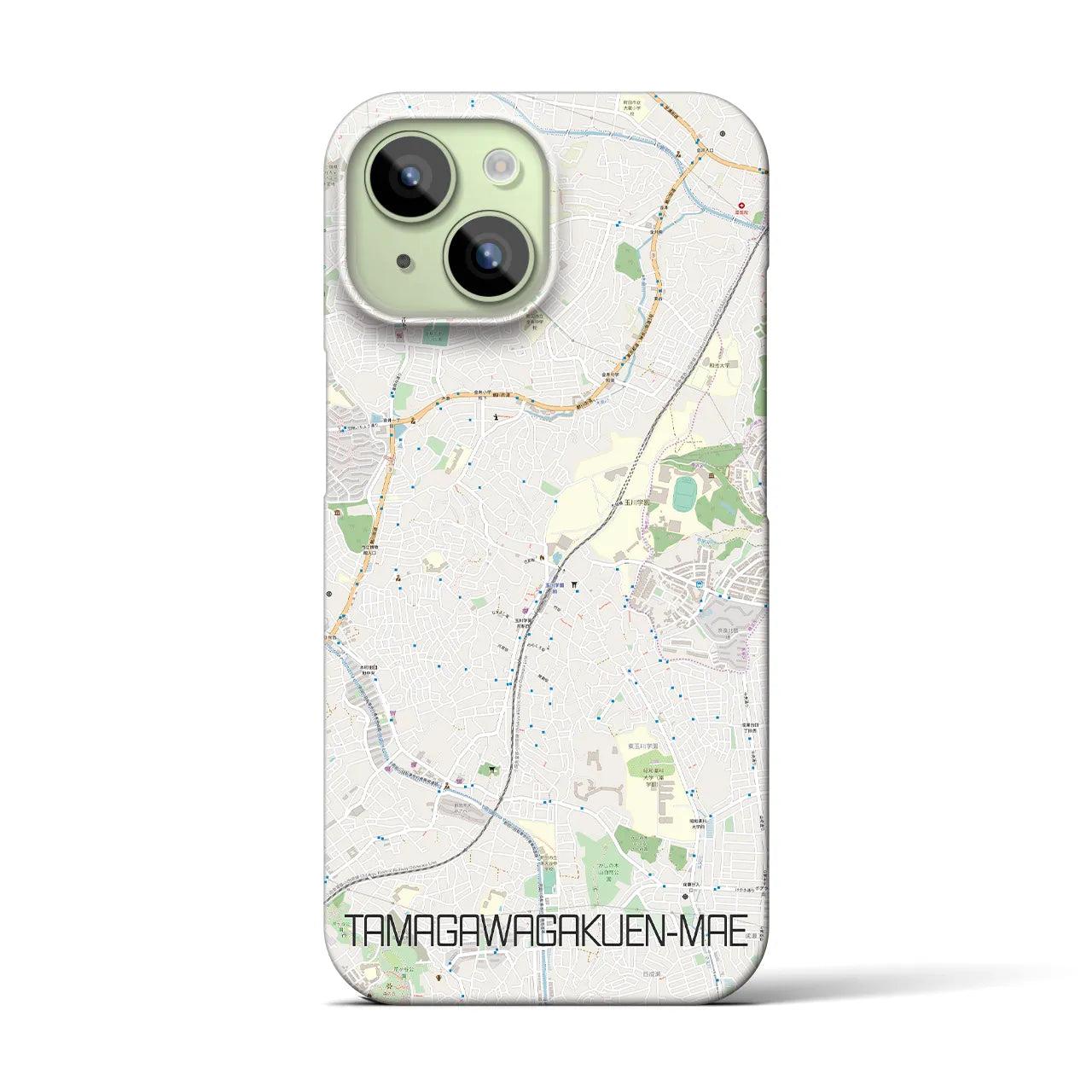 【玉川学園前】地図柄iPhoneケース（バックカバータイプ・ナチュラル）iPhone 15 用