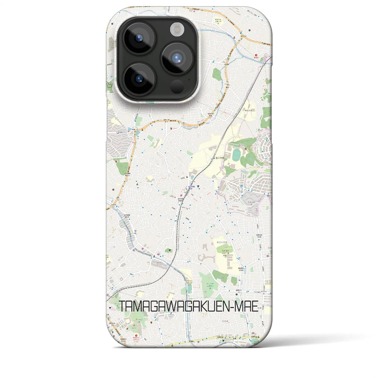 【玉川学園前】地図柄iPhoneケース（バックカバータイプ・ナチュラル）iPhone 15 Pro Max 用