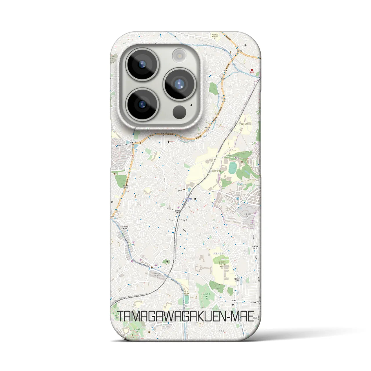 【玉川学園前】地図柄iPhoneケース（バックカバータイプ・ナチュラル）iPhone 15 Pro 用