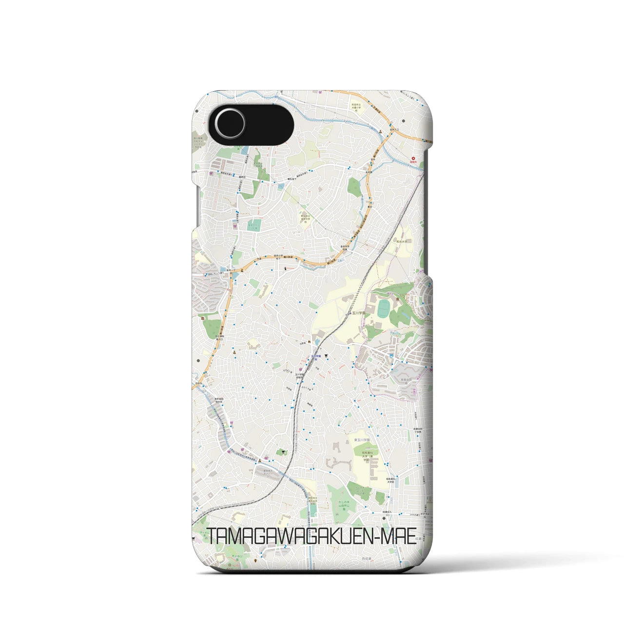 【玉川学園前】地図柄iPhoneケース（バックカバータイプ・ナチュラル）iPhone SE（第3 / 第2世代） / 8 / 7 / 6s / 6 用