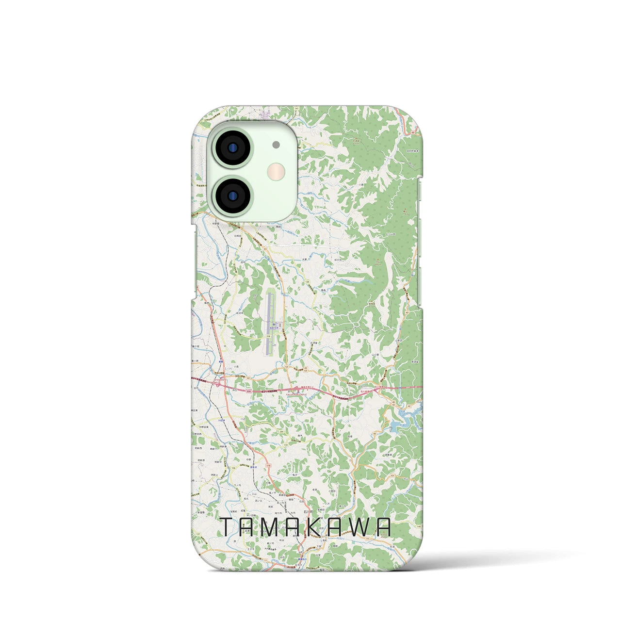 【玉川】地図柄iPhoneケース（バックカバータイプ・ナチュラル）iPhone 12 mini 用