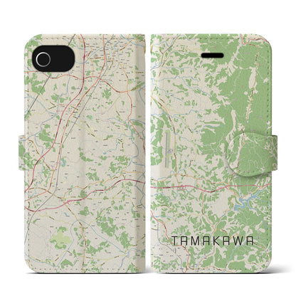 【玉川（福島県）】地図柄iPhoneケース（手帳タイプ）ナチュラル・iPhone SE（第3 / 第2世代） / 8 / 7 / 6s / 6 用