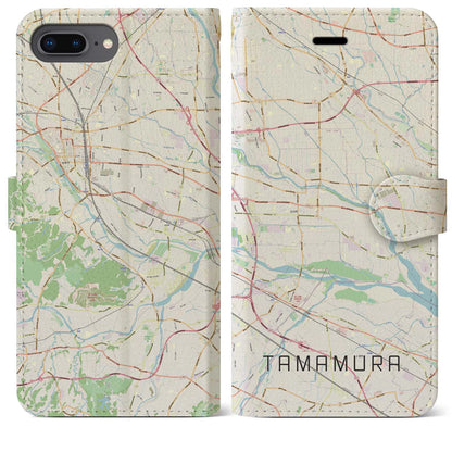 【玉村（群馬県）】地図柄iPhoneケース（手帳タイプ）ナチュラル・iPhone 8Plus /7Plus / 6sPlus / 6Plus 用