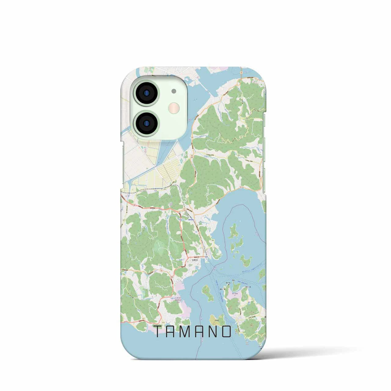 【玉野】地図柄iPhoneケース（バックカバータイプ・ナチュラル）iPhone 12 mini 用
