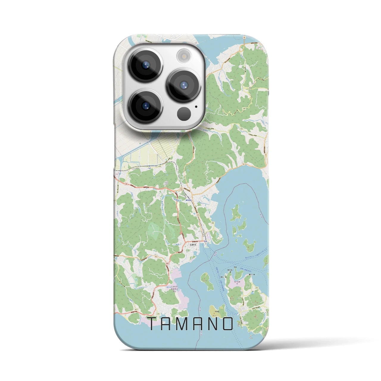 【玉野】地図柄iPhoneケース（バックカバータイプ・ナチュラル）iPhone 14 Pro 用