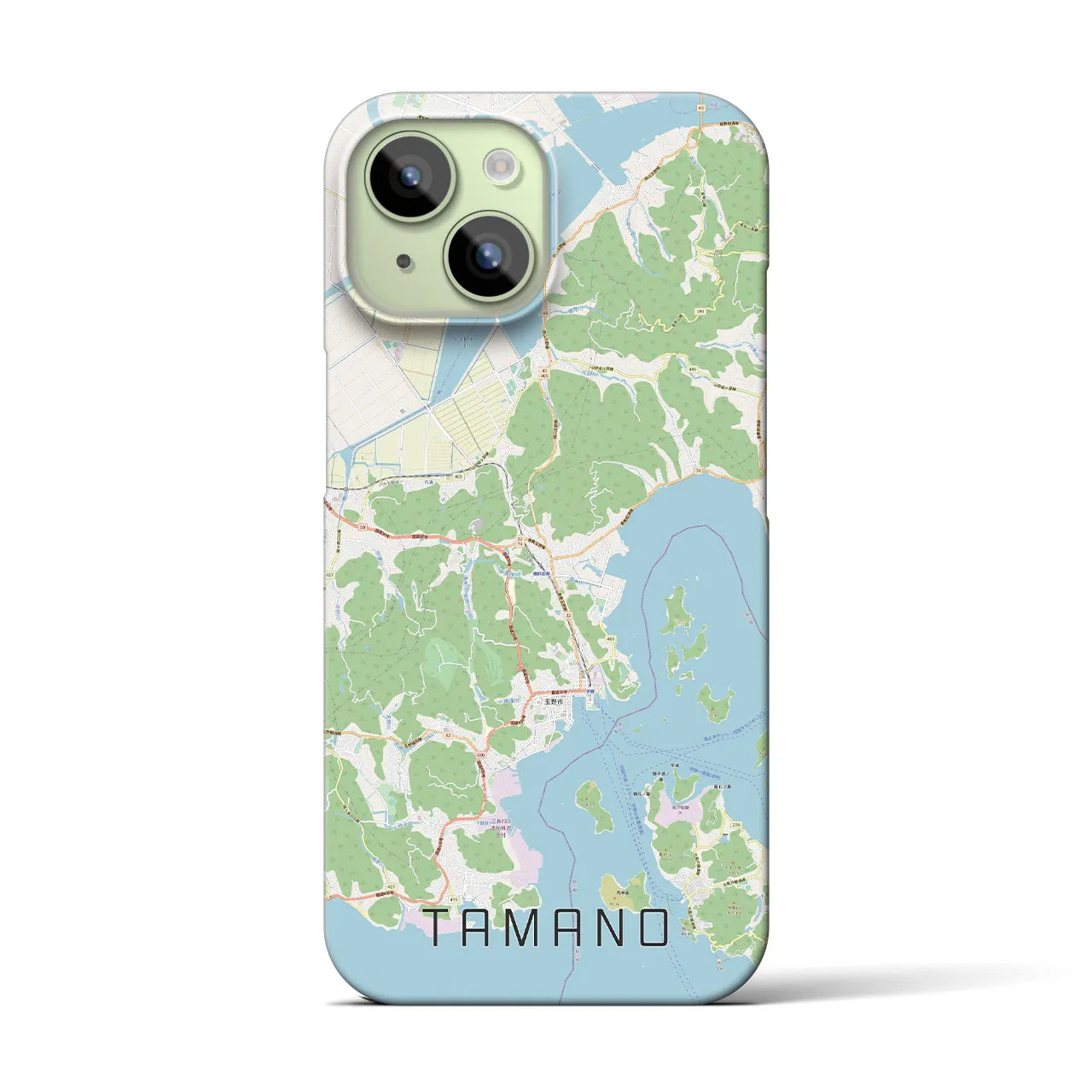 【玉野】地図柄iPhoneケース（バックカバータイプ・ナチュラル）iPhone 15 用