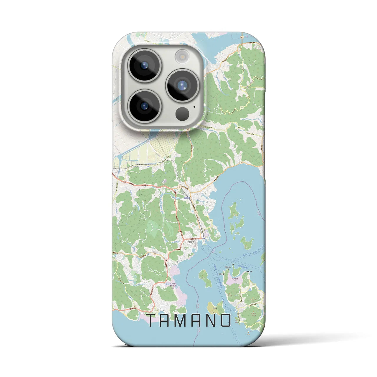【玉野】地図柄iPhoneケース（バックカバータイプ・ナチュラル）iPhone 15 Pro 用