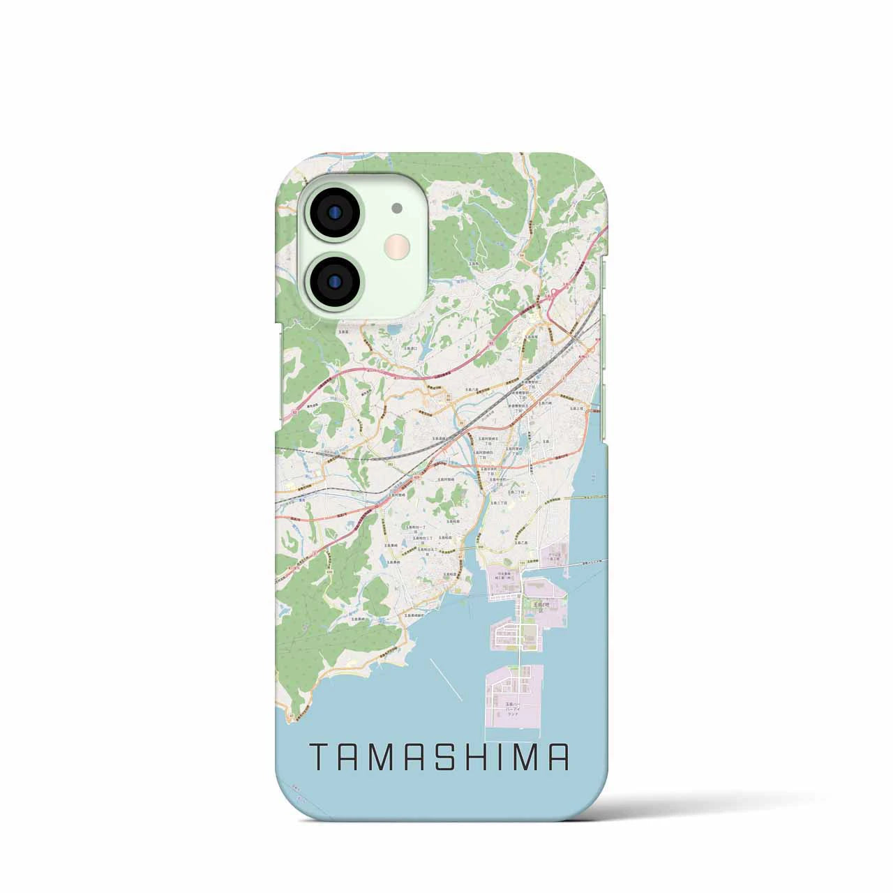 【玉島】地図柄iPhoneケース（バックカバータイプ・ナチュラル）iPhone 12 mini 用
