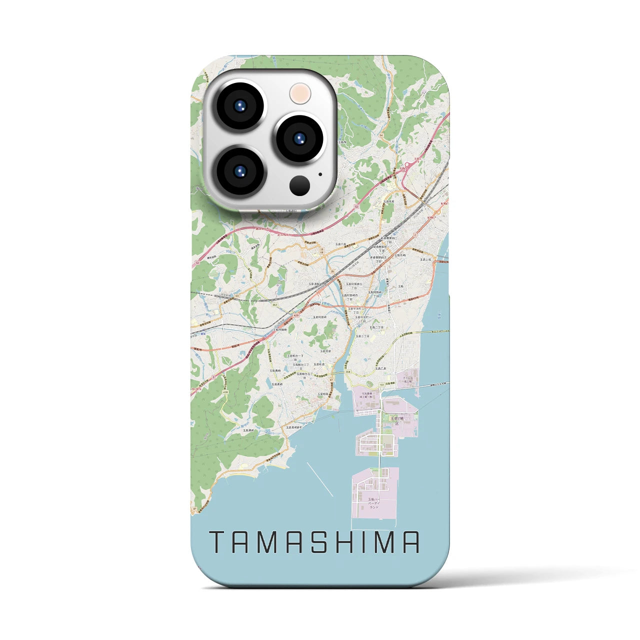 【玉島】地図柄iPhoneケース（バックカバータイプ・ナチュラル）iPhone 13 Pro 用