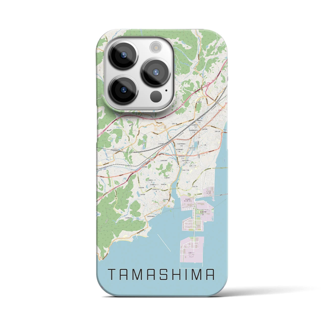 【玉島】地図柄iPhoneケース（バックカバータイプ・ナチュラル）iPhone 14 Pro 用