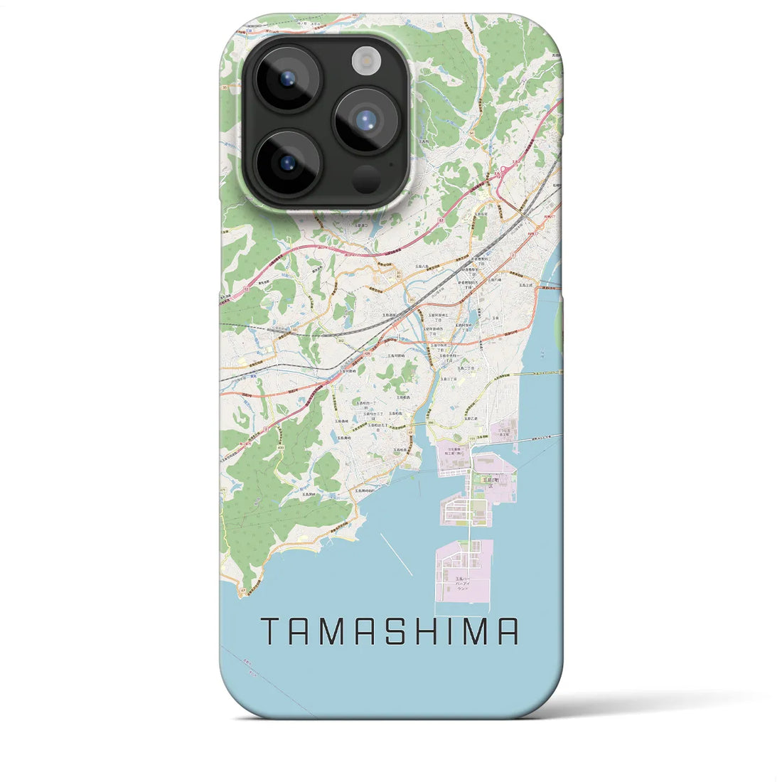 【玉島】地図柄iPhoneケース（バックカバータイプ・ナチュラル）iPhone 15 Pro Max 用