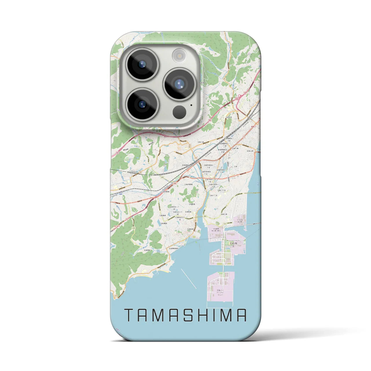 【玉島】地図柄iPhoneケース（バックカバータイプ・ナチュラル）iPhone 15 Pro 用