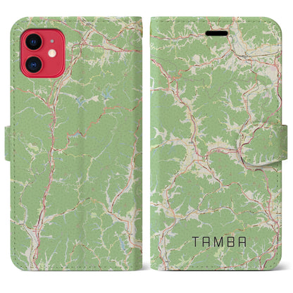 【丹波（兵庫県）】地図柄iPhoneケース（手帳タイプ）ナチュラル・iPhone 11 用