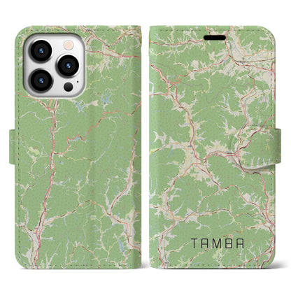 【丹波（兵庫県）】地図柄iPhoneケース（手帳タイプ）ナチュラル・iPhone 13 Pro 用