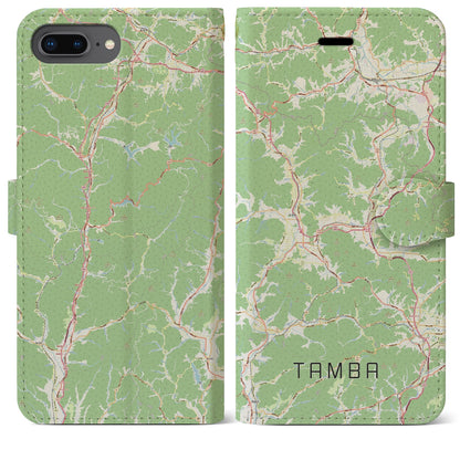 【丹波（兵庫県）】地図柄iPhoneケース（手帳タイプ）ナチュラル・iPhone 8Plus /7Plus / 6sPlus / 6Plus 用