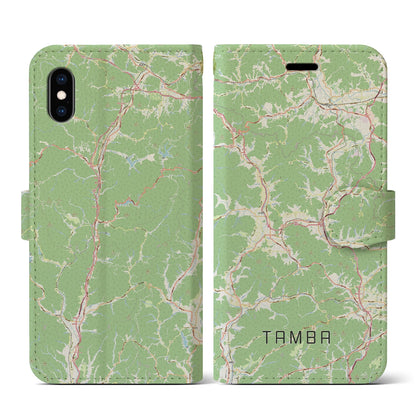 【丹波（兵庫県）】地図柄iPhoneケース（手帳タイプ）ナチュラル・iPhone XS / X 用