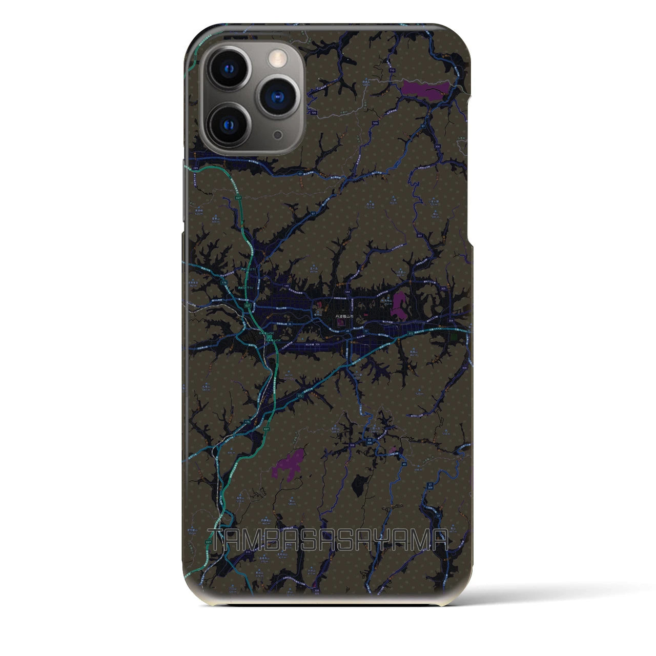 【丹波篠山】地図柄iPhoneケース（バックカバータイプ・ブラック）iPhone 11 Pro Max 用