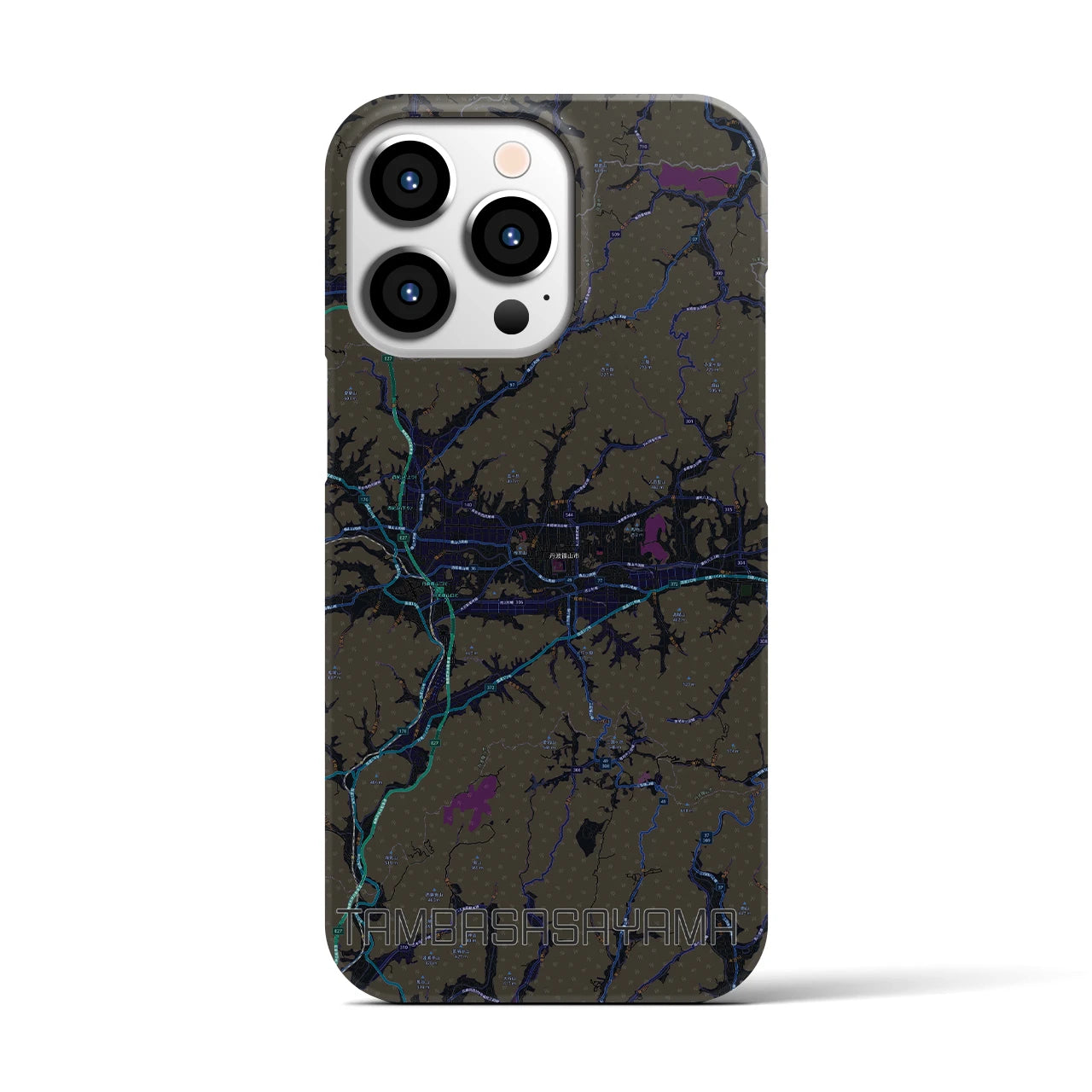 【丹波篠山】地図柄iPhoneケース（バックカバータイプ・ブラック）iPhone 13 Pro 用
