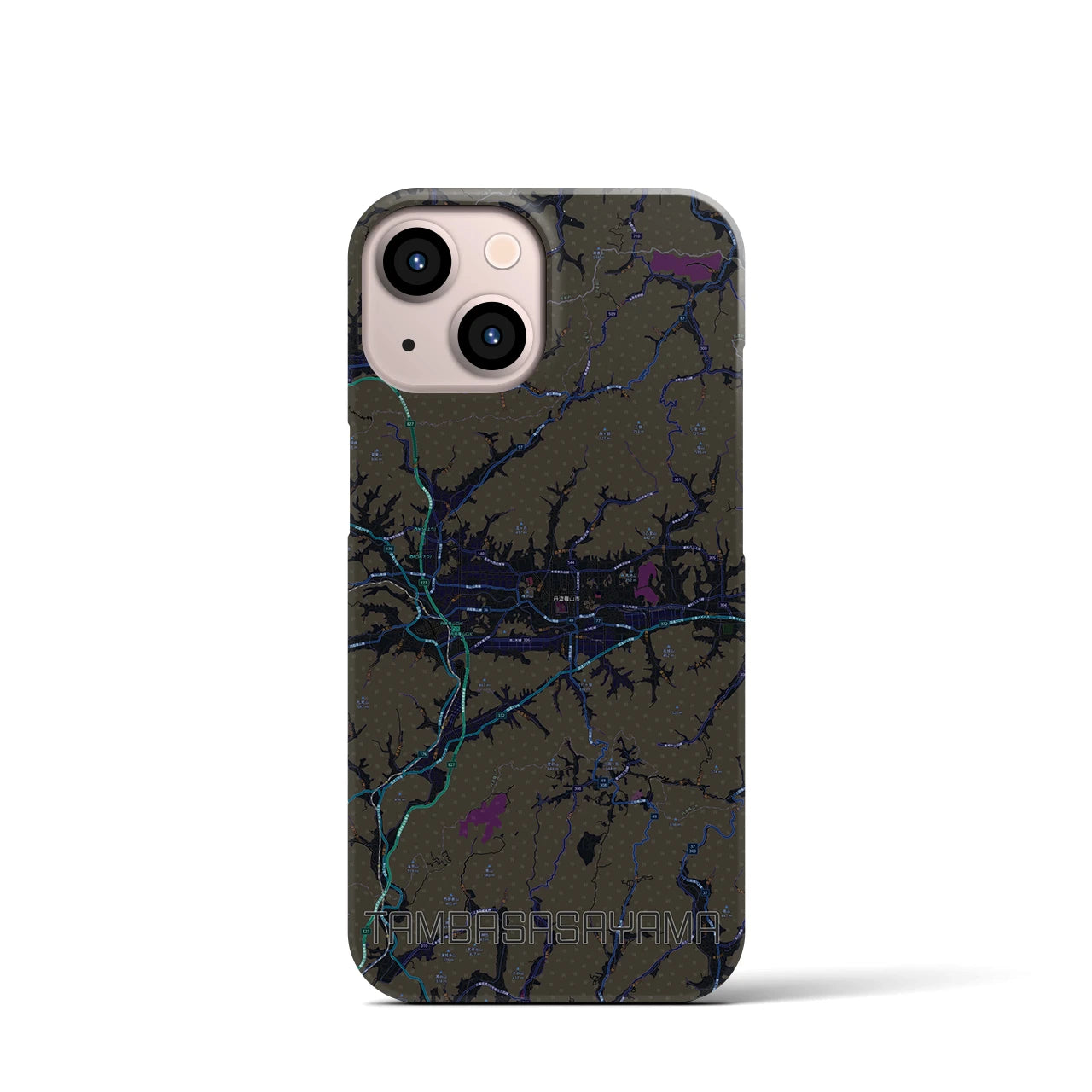 【丹波篠山】地図柄iPhoneケース（バックカバータイプ・ブラック）iPhone 13 mini 用