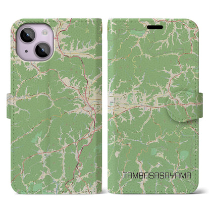 【丹波篠山（兵庫県）】地図柄iPhoneケース（手帳タイプ）ナチュラル・iPhone 14 用