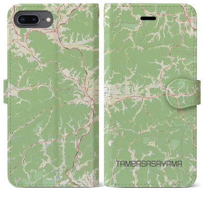 【丹波篠山（兵庫県）】地図柄iPhoneケース（手帳タイプ）ナチュラル・iPhone 8Plus /7Plus / 6sPlus / 6Plus 用