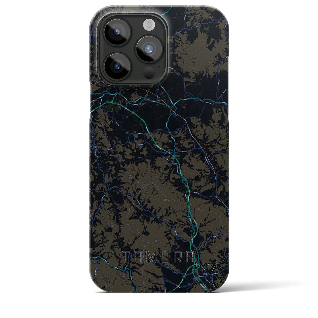 【田村】地図柄iPhoneケース（バックカバータイプ・ブラック）iPhone 15 Pro Max 用