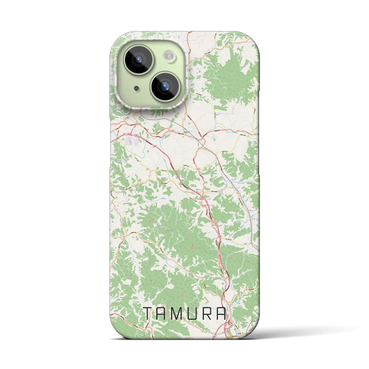 【田村】地図柄iPhoneケース（バックカバータイプ・ナチュラル）iPhone 15 用