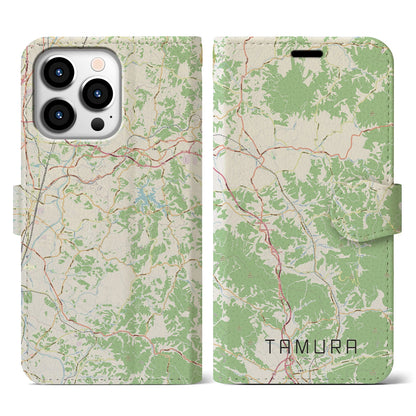 【田村（福島県）】地図柄iPhoneケース（手帳タイプ）ナチュラル・iPhone 13 Pro 用